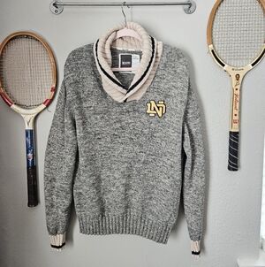 Bruzer Notre Dame Vintage Cotton collared sweater XL